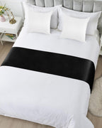 DecorLovee Black Bed Runners for King Size Bed, Modern Decorative Bed Throws for Foot of Bed, Farmhouse Pure Black Bed Runner Sofa Throw Bedding Scarf Protector Slipcover for Bedroom/Hotel