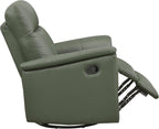 Lexicon Swivel Glider Recliner Chair, Comfy Nursery Glider, Top Grain Leather Match Recliner, Manual Reclining Chair for Living Room/Office/Apartment, Green