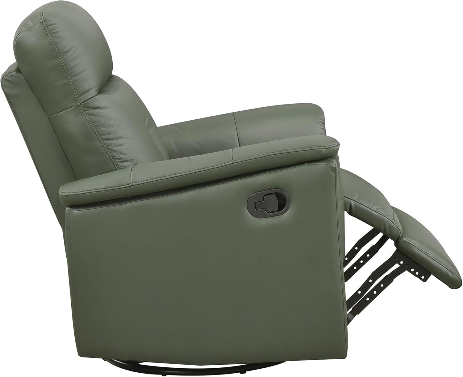 Lexicon Swivel Glider Recliner Chair, Comfy Nursery Glider, Top Grain Leather Match Recliner, Manual Reclining Chair for Living Room/Office/Apartment, Green