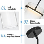 Biewalk Black Pendant Lights Kitchen Island with 10.2" Clear Glass Shade, Adjustable Modern Pendant Lighting Over Sink with LED, Minimalist Hanging Light Fixture for Dining Room Kitchen Bedroom