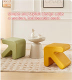 Modern PE Sofa Side Table, Creative End Table, Bedside Table, Magazine Rack, Versatile Cube Ottoman, for Bedroom, Living Room, Balcony(Orange)