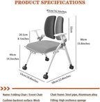 Ergonomic Folding Office Chair with Wheels Portable Study Conference Training Chair for Home Office Compact Lightweigh