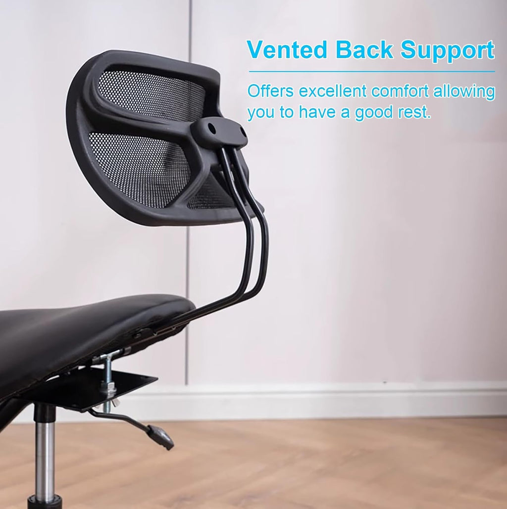 Modern Ergonomic Saddle Seat Kneeling Chair with Backrest, 360 Degrees Swivel Mobile Angled Posture Stool for Office