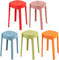 5 Pack Plastic Stackable Stools, 18 Inch Colorful Round Classroom Stools for School, Kindergarten, Home & Office