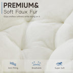 DUMOS Comfy Saucer Chair, Faux Fur Lounge Seasting XL Circle Chair for Bedroom, Dorm & Gaming, Foldable Fashion Accent Seat for Small Spaces, Folding Moon/Mushroom/Round Oversized Style,White