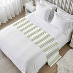 Sage Green Striped Bed Runner Scarf King Size, Modern Thin Line Vertical Stripes Luxury Bed Throw Runners & Scarves for Twin Full Queen King Foot of Beds, Bedroom Hotel Decoration, 94"x20"
