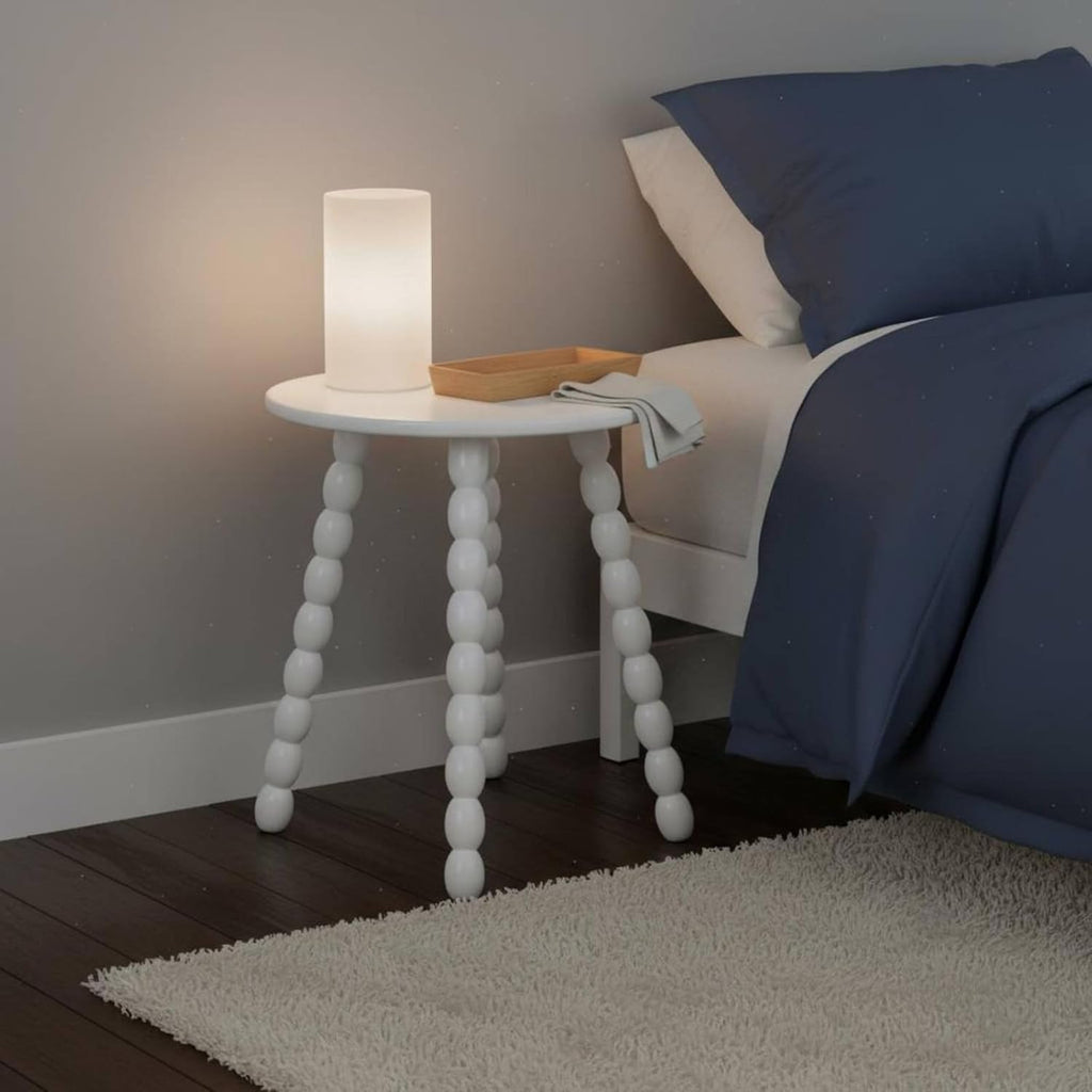 Round Bobbin Leg Table Smooth Rounded Edges Bobbin Leg Side Table Anti-Slip Feet Vintage Design Nightstand for Living Room, Bedroom, Walnut