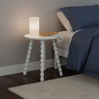 Round Bobbin Leg Table Smooth Rounded Edges Bobbin Leg Side Table Anti-Slip Feet Vintage Design Nightstand for Living Room, Bedroom, Walnut