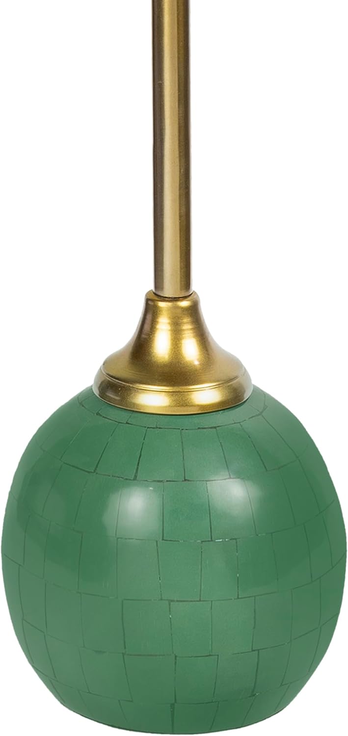 JONATHAN Y Evelyn Contemporary 26" Iron Round Drink Table, Martini Cocktail Accent for Small Spaces with Geometric Ball Base and Candlestick Leg, Green and Gold END1005C