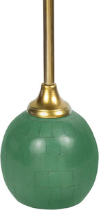 JONATHAN Y Evelyn Contemporary 26" Iron Round Drink Table, Martini Cocktail Accent for Small Spaces with Geometric Ball Base and Candlestick Leg, Green and Gold END1005C