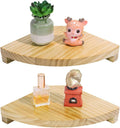 PH PandaHall Corner Floating Shelves for Wall, Set of 2 Rounded Corner Shelves 7.87" Wooden Floating Wall Mounted Storage Shelf for Living Room Bedroom Farmhouse Kitchen Home Office Display