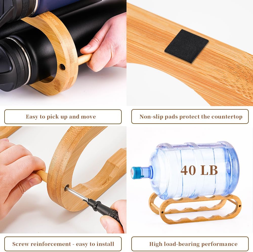 Wine Rack for Cabinet and Countertop - Adjustable in 2 Sizes - 3 Pack (2 Tier + 1 Tier+1 Tier) (Bamboo, Natural)