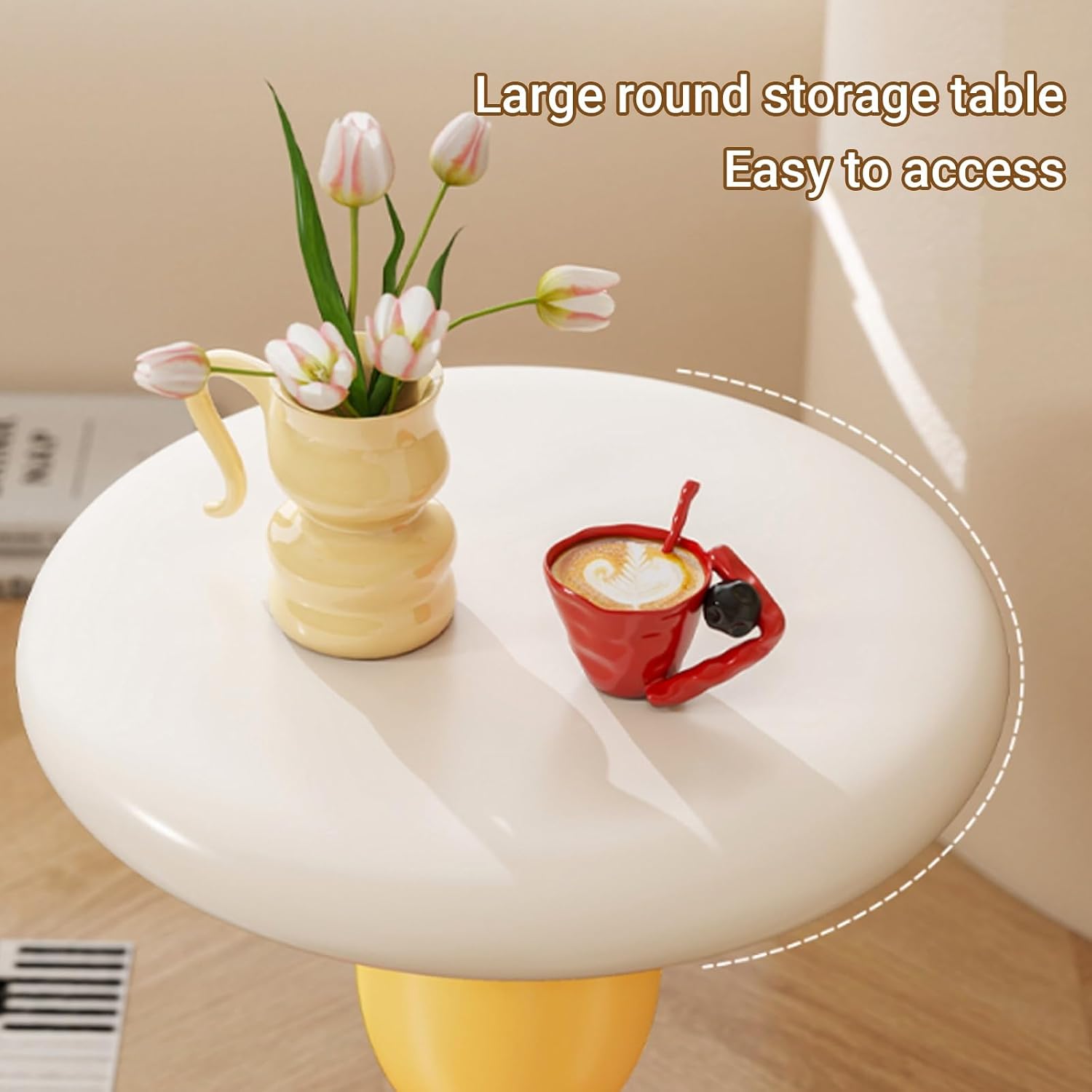 Creative Decorative Resin Side Table Stone Shape, Multifunctional Sofa End Table with Round Spacious Tabletop, Nightstand, Suitable for Living Room, Bedroom, Hotel(Multicolor)