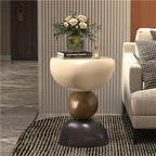 Featured Round End Table, Creative Resin Side Table, Simple Bedside Table, Modern Decorative Table, Multifunctional Sofa Table(White)