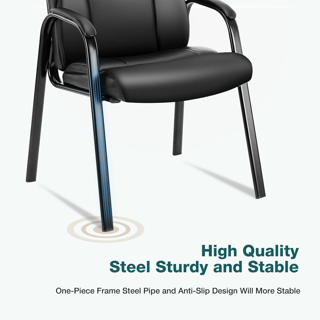 OLIXIS Waiting Room Chairs Set of 4, Leather Office Desk Reception Guest Stationary Side Chair with Padded Arms for Home Conference Lobby Area Meeting Church Medical Clinic Elderly Student