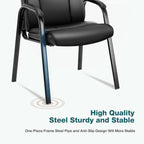 OLIXIS Waiting Room Chairs Set of 4, Leather Office Desk Reception Guest Stationary Side Chair with Padded Arms for Home Conference Lobby Area Meeting Church Medical Clinic Elderly Student