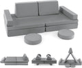 Costzon Kids Play Couch Sofa, Large Modular Folding Sofa Building Fort Playset with Handle, Machine-Washable Cover, Convertible Foam Cushion for Playroom Bedroom Boys Girls Gifts (10-Piece, Gray)