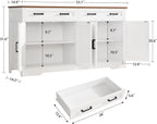 Buffet Cabinet with Storage, Drawers & Adjustable Shelves, 55" Large Sideboard with Doors, Modern Coffee Bar Cabinet for Kitchen or Living Room, White