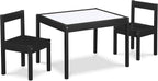 3 Pcs Dry Erase Table Two Chair Set, Black