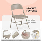 Bonnlo All Iron Metal Folding Chair,Lightweight Portable Folding Chair,Indoor/Outdoor Dual-Use Seating,Khaki(8 Pack)