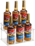IEEK Coffee Syrup Rack Organizer 2-Tier 6 Syrup Bottles Holder Stand for Coffee Bar,Clear Acrylic Bottle Storage Shelf With Anti Slip Pad for Syrup/Wine/Kitchen Coffee Station,Countertop Wine Rack