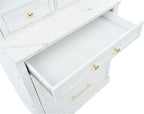 Modern 83.7inch High Kitchen Pantry, Freestanding Tall Kitchen Hutch with Faux Marble Top,Cupboard Cabinet with 5 Storage Drawers and Adjustable Shelf, Set of 2 (White-074)