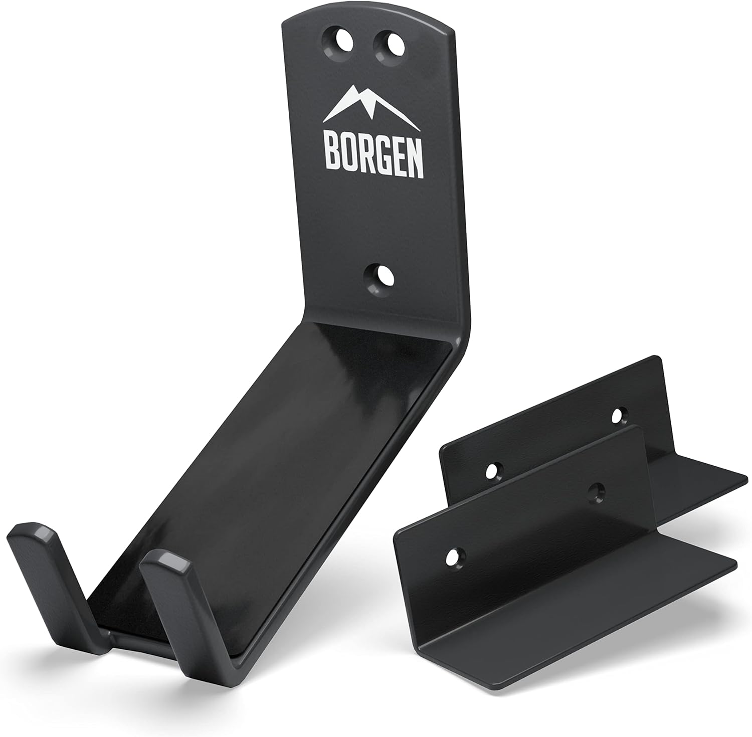 Borgen Bike Wall Mount Pedal Hook for E-Bikes, MTB & Road - Bicycle Wall Mount with Support Brackets and Wall Protection Pads, Suitable as Bike Rack Garage Bike Storage Shed and Bicycle Storage Indoor