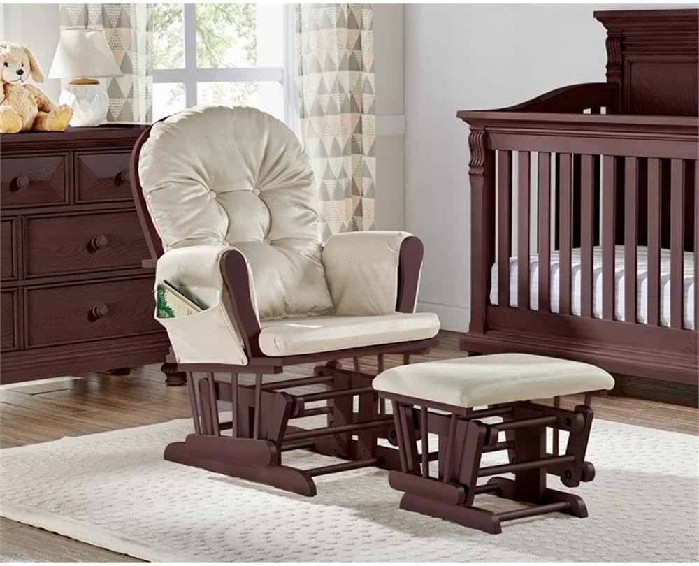 Suite Bebe Mason Glider Rocker with Ottoman, Beige and Espresso
