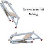 Step Stool Heavy Duty 220kg/440lb Capacity 2-Step Metal Folding Ladder - Industrial Step Stool with Wide Wooden Pedal - Dual-Purpose Platform Bench for Home & Garden