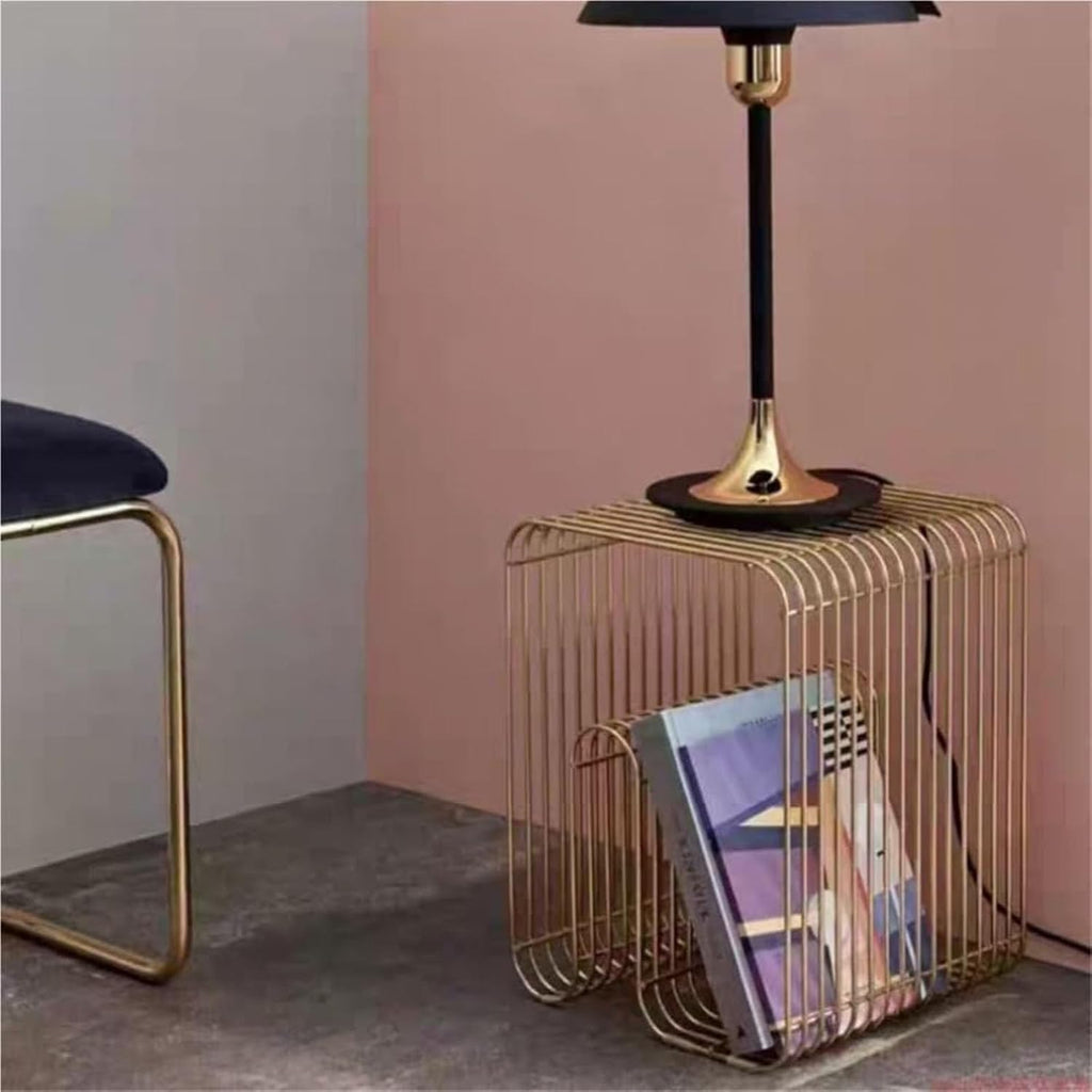 Smooth End Table & Side Table for Couch, Loading Bearing ，Vertical Design Small Sofa Table TV Tray for Living Room, Bedroom, Office & Casual Bar (Gold)
