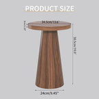 Small Round Pedestal Side Table, Wooden End Table for Living Room, Fluted Drink Table for Small Space, Modern Plant Stand Accent Table for Sofa Couch, 13.6 inch (Walnut)