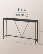 SONGMICS HOME Entryway Console Table, Behind Couch Table, for Living Room, Bedroom, Easy Assembly, Dark Gray