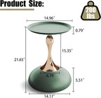 Green Round Side Table for Small Spaces, Small End Table with Metal Pedestal, Minimalist Corner Accent Table for Sofa, Bedroom, Living Room, Easy Assembly