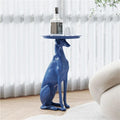 Dog Decorative Tray Side Table, Resin Animal Sculpture End Table for Living Room Entryway, Multi-Functional Serving Table for Drinks Keys Remote(Blue)