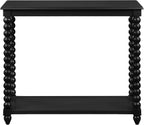 OSP Home Furnishings Elise Cottage Style Table with Spindle Legs, Open Storage Shelf, Foyer Table, Black Finish