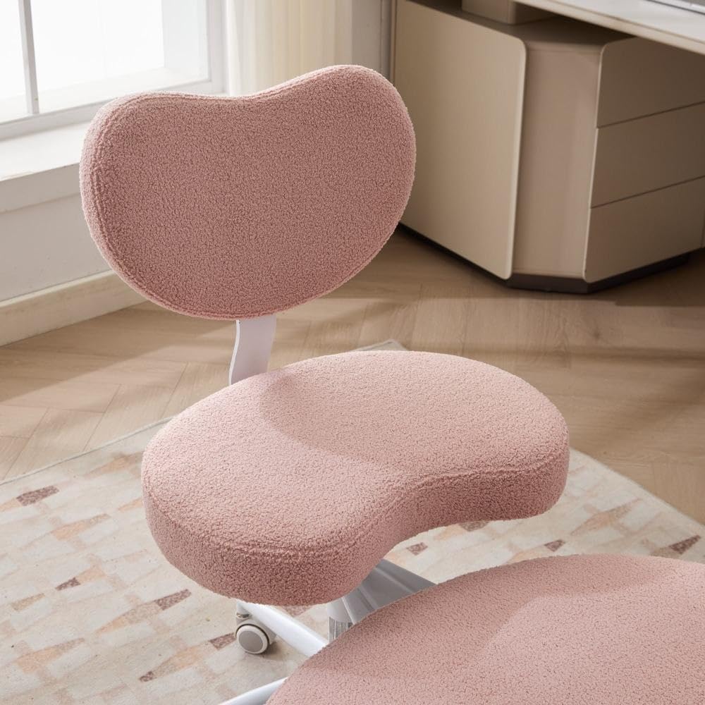 Saiveina Meditation Chair Plus, Cross Legged Chair with Wheels, ADHD Chair, Criss Cross Desk Chair with Lumbar Support and Adjustable Stool, Flexible Design for Fidgety Sitters, Pink