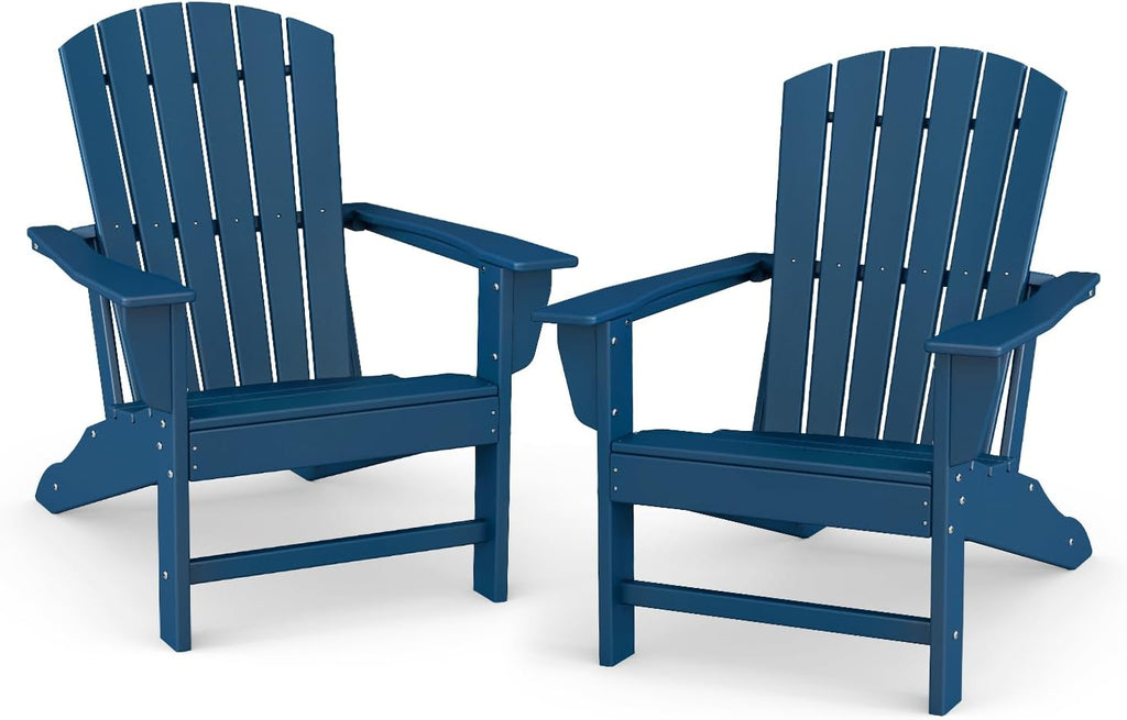 BRIOPAWS Adirondack-Chairs-Set of 2 | Fire Pit Chair | Oversized | HDPE Plastic | Weather Resistant | for Deck Outdoor Poolside Campfire | Blue