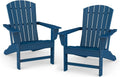 BRIOPAWS Adirondack-Chairs-Set of 2 | Fire Pit Chair | Oversized | HDPE Plastic | Weather Resistant | for Deck Outdoor Poolside Campfire | Blue