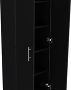 Modern Kitchen Pantry, Storage Cabinet Clinton, Black, Engineered Wood, for Dining Room, Easy to Clean