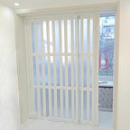 PVC Waterproof Accordion Door, Tall White Sliding Accordion Doors with Handles & Acrylic Glass, Customizable Size/Color Folding Door, Folding Double Doors for Home/Office,42x78in