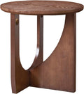 Solid Wood Side Table, 19.68" Rustic End Table for Living Room, Natural Wooden Accent Table, Small Round Corner Nightstand for Couch, Bedroom, Balcony, Walnut