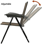 Goplus Folding Sling Chairs Sets of 4, Portable Chairs for Patio Garden Pool Outdoor & Indoor w/Armrests & Adjustable Back