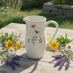 Young's Inc Honey Bee Ceramic Water Pitcher/Vase,Bee Farmhouse,Rustic Decor for Kitchen,Dining Accessories,8 Inch