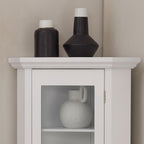 Kings Brand Corner Curio Display Cabinet w/Glass Door & Shelves, White | Glass Door Display – Showcases and Protects Collectibles, Décor, and Accent Pieces with a Clear Glass Door