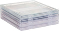 4 Pack Scrapbook Paper Storage, 12x12 Plastic Paper Organizer Box, Stackable Portable Document Holder, Craft Organizer Storage, Photo Storage Box Sticker Art Supplies Organizers (White, 4Pcs)