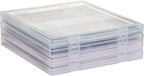 4 Pack Scrapbook Paper Storage, 12x12 Plastic Paper Organizer Box, Stackable Portable Document Holder, Craft Organizer Storage, Photo Storage Box Sticker Art Supplies Organizers (White, 4Pcs)
