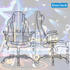 Massage Gaming Chair Ergonomic Office Chair High Back Desk Chair PU Leather Executive Chair with Lumbar Support Headrest Armrest PC Racing Computer Chair Task Rolling Swivel Chair, Red