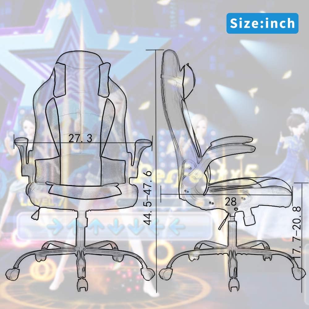 Massage Gaming Chair Ergonomic Office Chair High Back Desk Chair PU Leather Executive Chair with Lumbar Support Headrest Armrest PC Racing Computer Chair Task Rolling Swivel Chair, Red