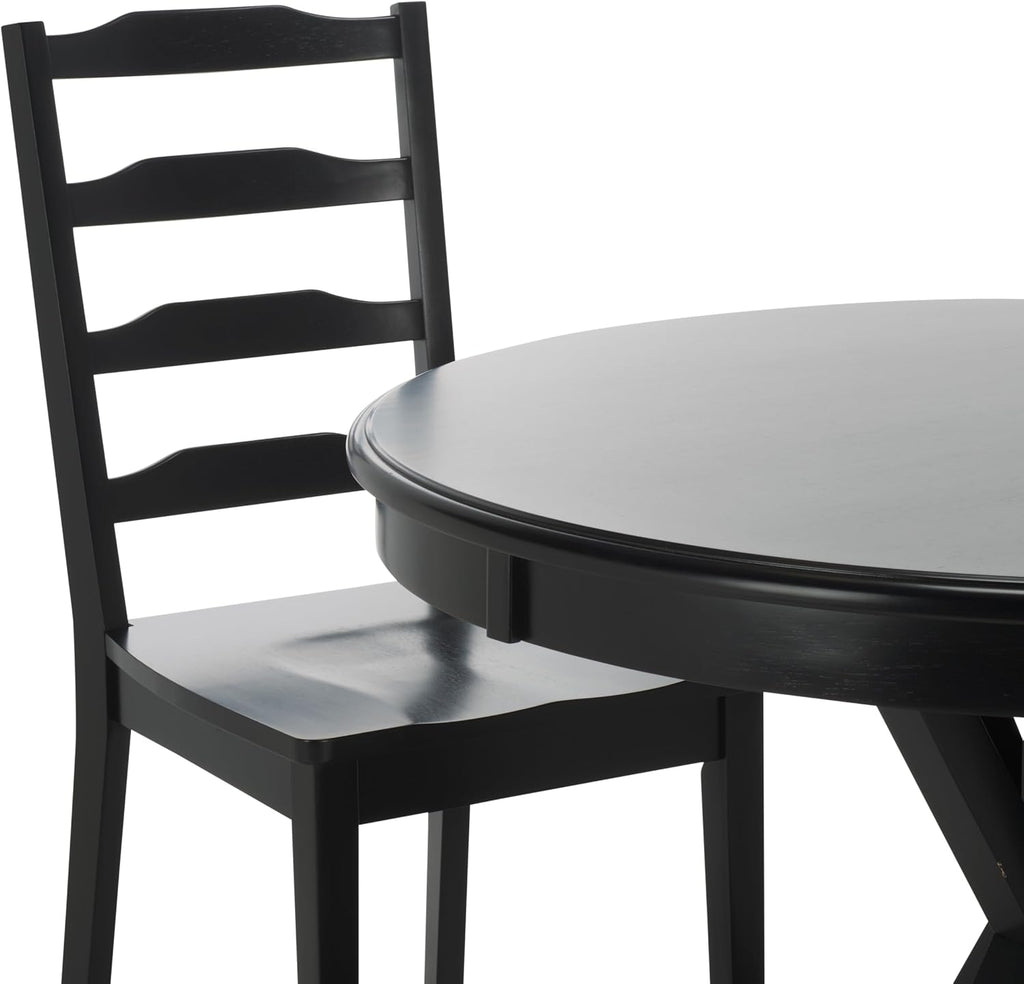 SAFAVIEH Home Collection - Shay Black 5-Piece Wood Dining Set, Traditional Round Table and 4 Chairs, Kitchen or Dining Room (DNS9205B)