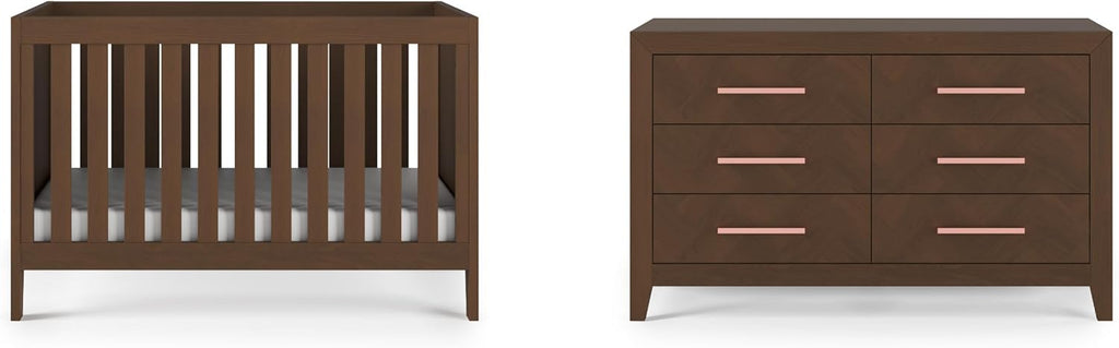 Child Craft Kieran Crib and Dresser Nursery Set, 2-Piece, Includes 3-in-1 Convertible Crib and 3-Drawer Dresser, Grows with Your Baby (Toasted Chestnut)